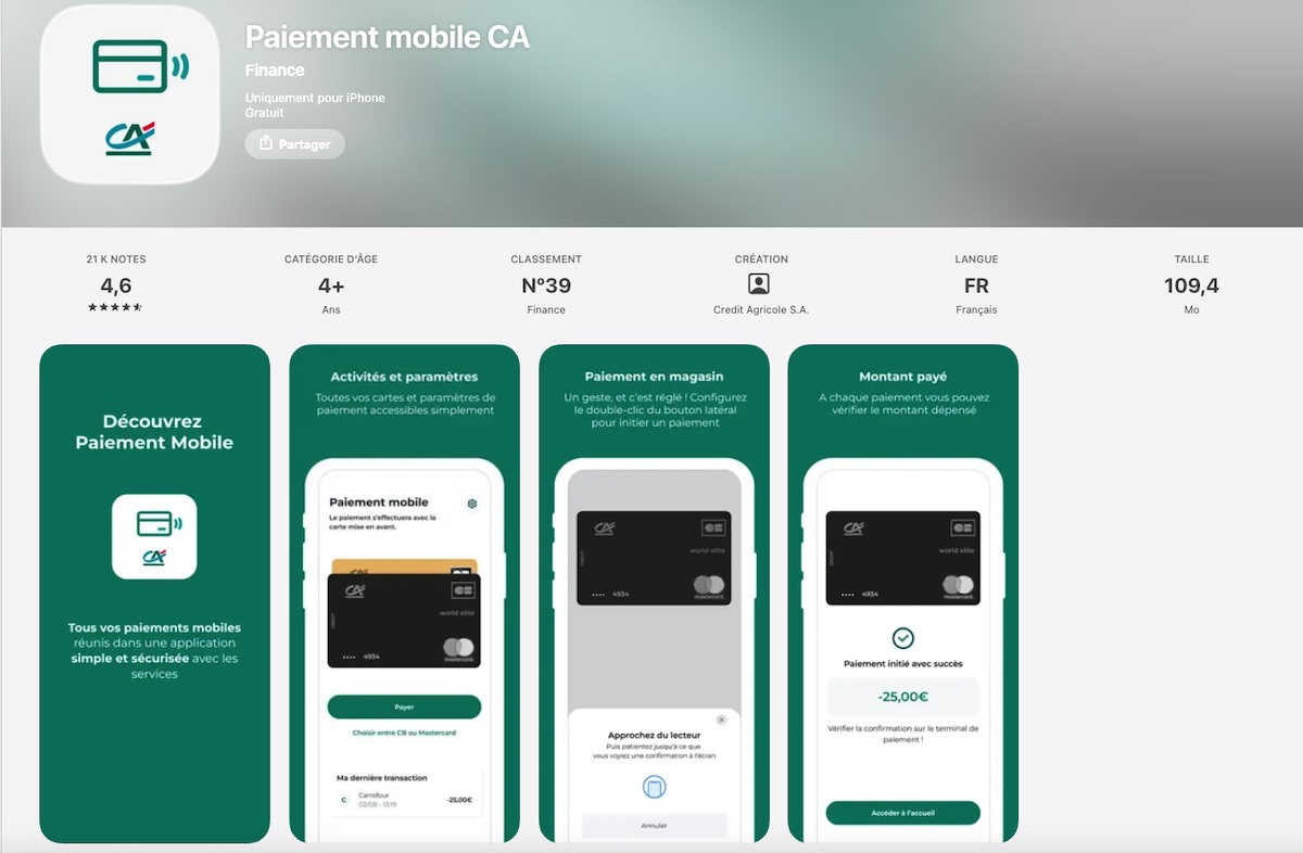 Une nouvelle application de paiement mobile sur iPhone par le Crédit Agricole